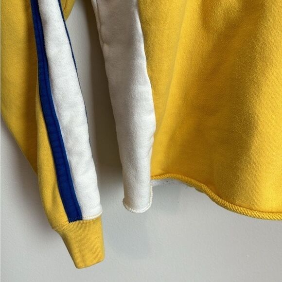 Levi's Sport | Women’s Yellow Cropped Short Crew Sweatshirt Hoodie Stripes - Picture 6 of 9